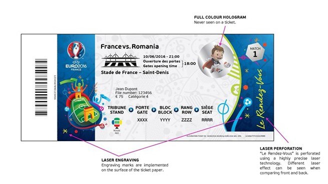 УЕФА представил дизайн билетов на матчи чемпионата Европы 2016 - фото