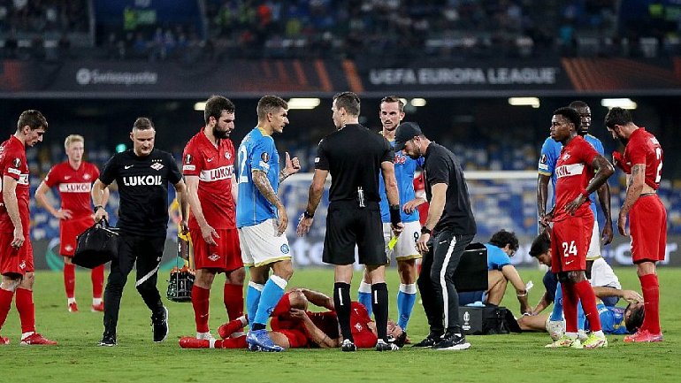 «Наполи» отреагировал на травму нападающего «Спартака» в матче Лиги Европы - фото