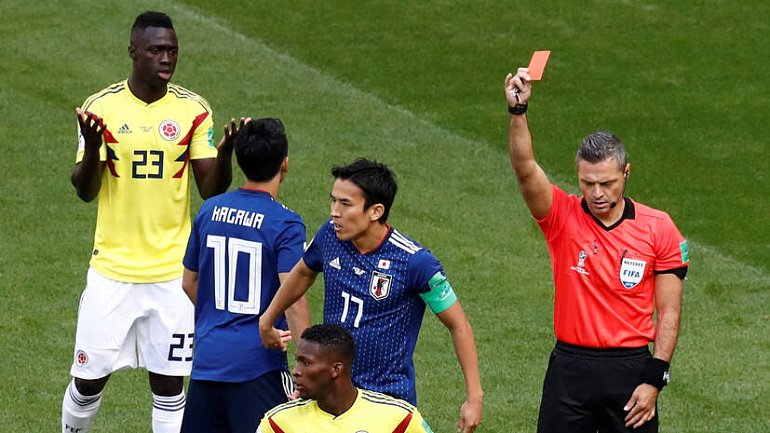 Колумбия — Япония: к перерыву 1:1 и первая красная карточка - фото
