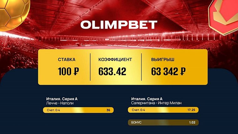 В Olimpbet сыграл коэффициент 633.42! - фото